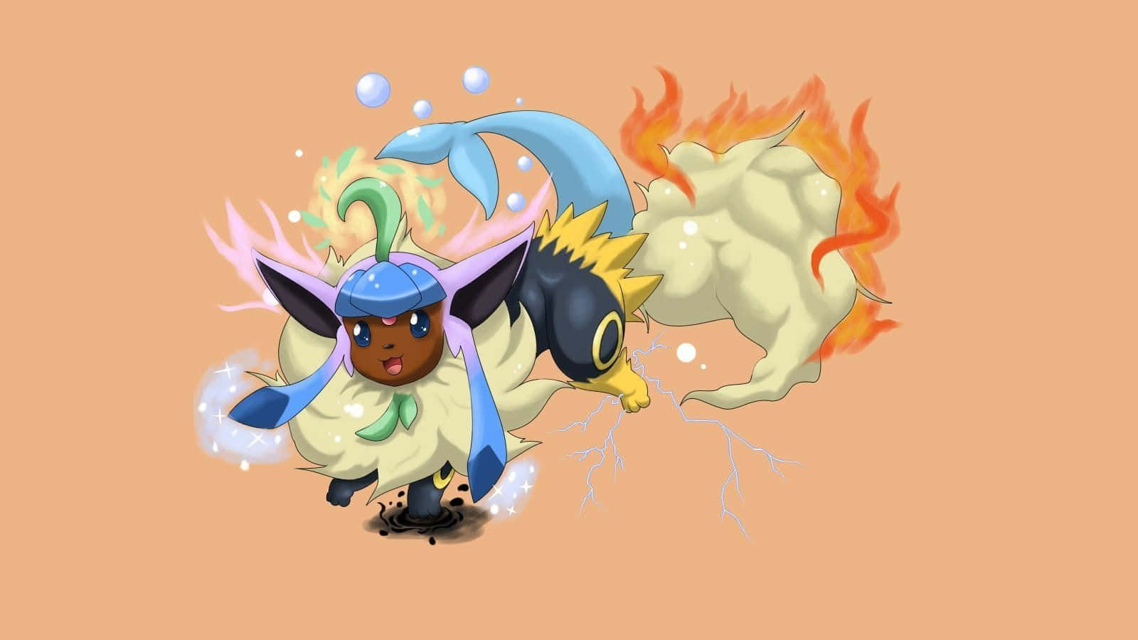 A Pokemon With A Hat And A Fire Background