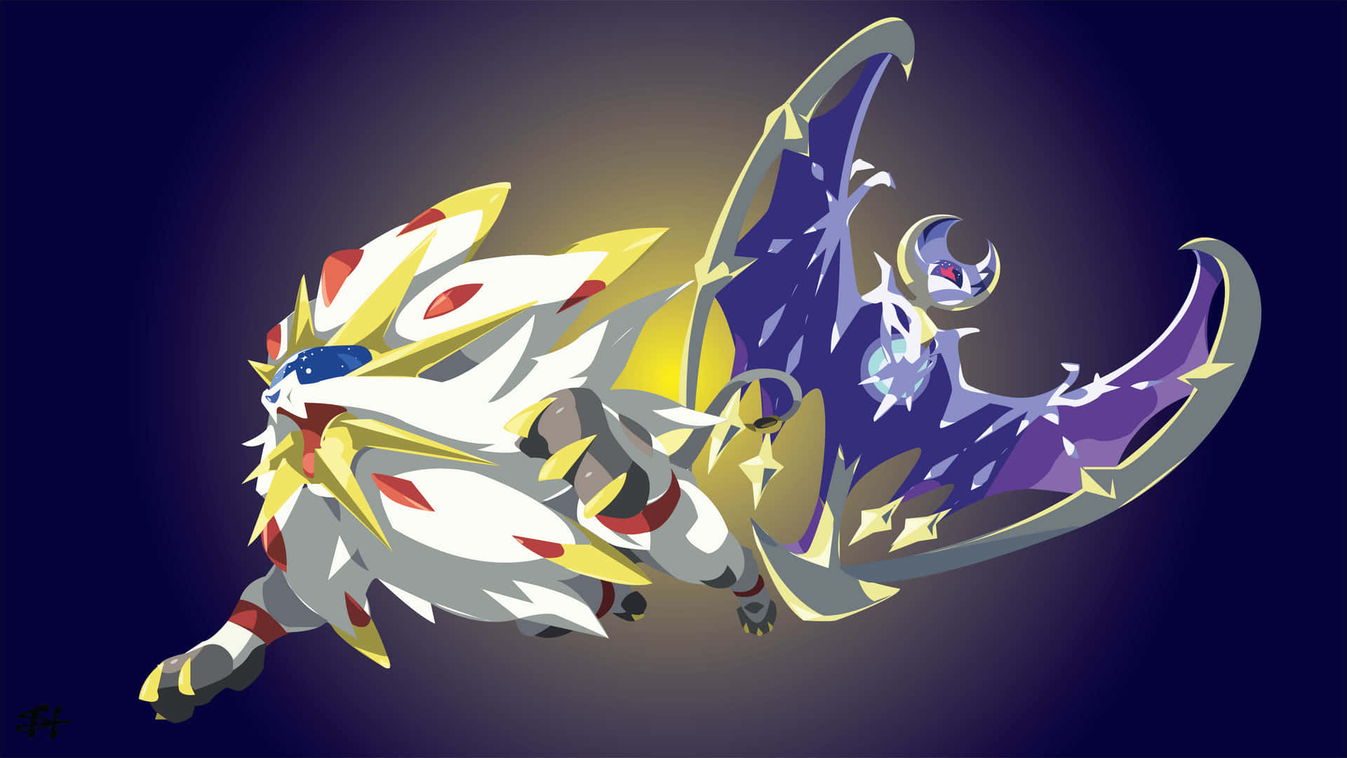 A Pokemon With A White And Yellow Tail Background