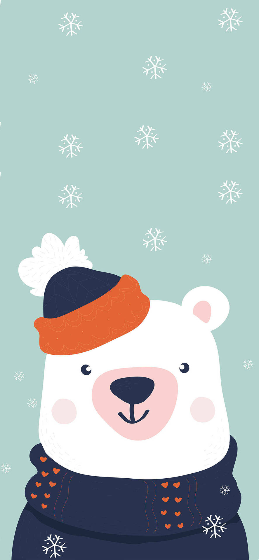 A Polar Bear In A Scarf Background