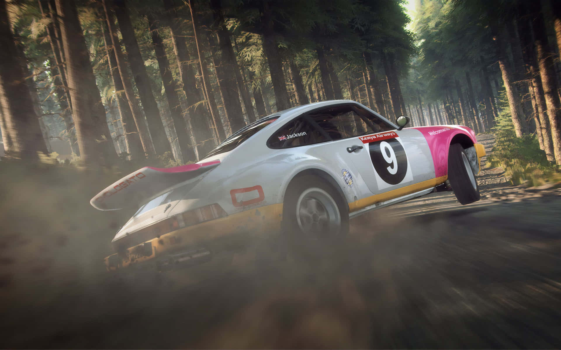 A Porsche 911 Racing Car In The Woods Background
