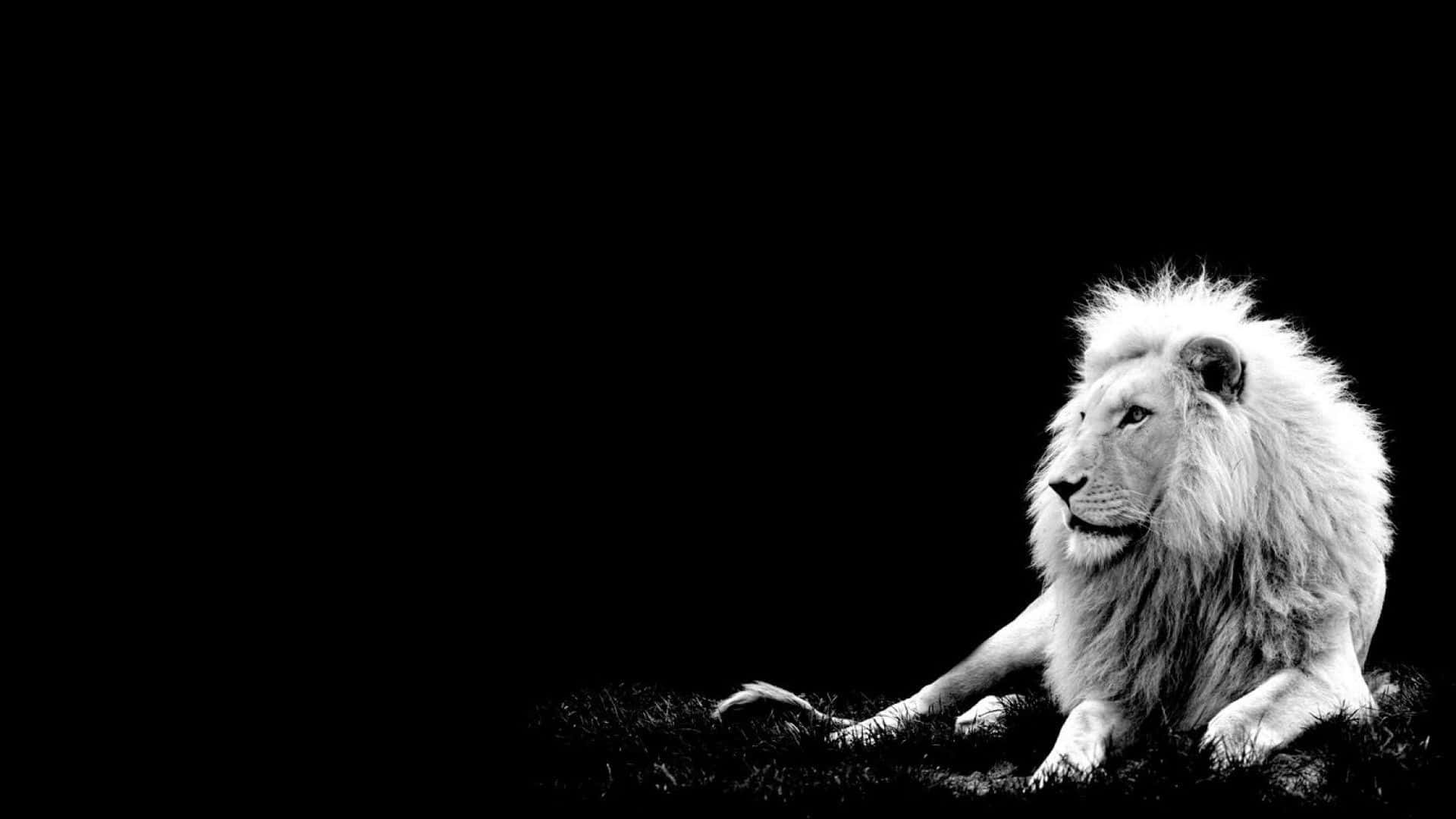 A Portrait Of Nobility - Black And White Lion Background