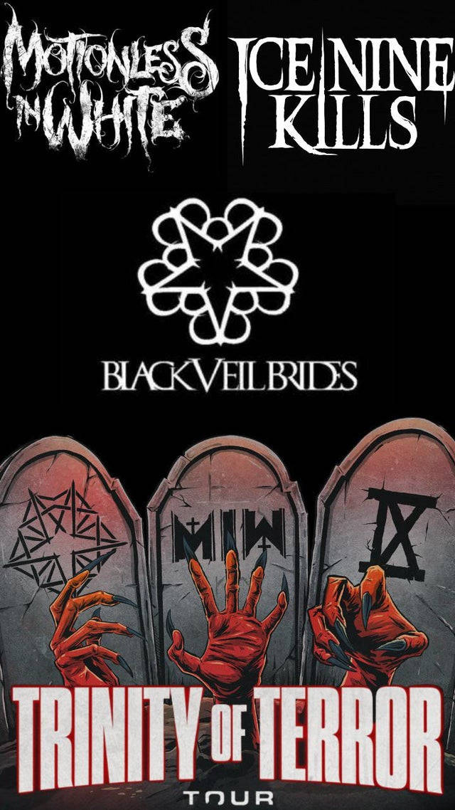 A Poster For The Ice Nine Kills And Blackvelvet Birds Trinity Of Terror Background