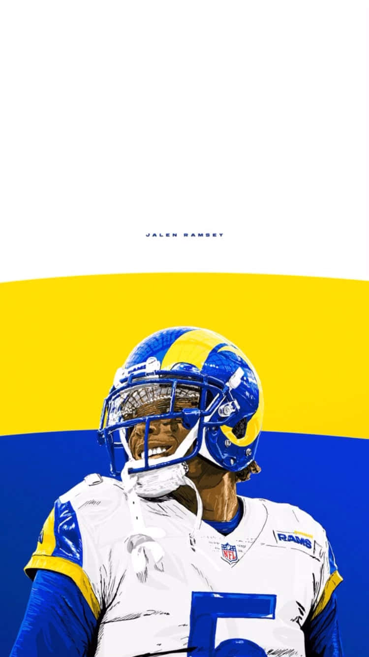 A Poster Of A Rams Player In A Uniform Background