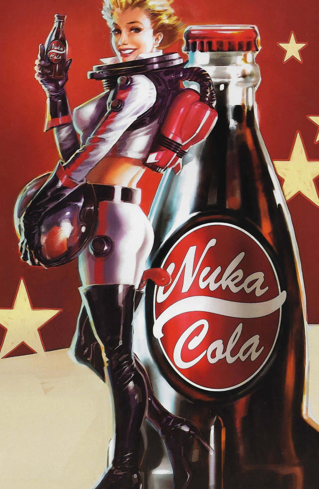 A Poster Of A Woman Holding A Cola Bottle Background