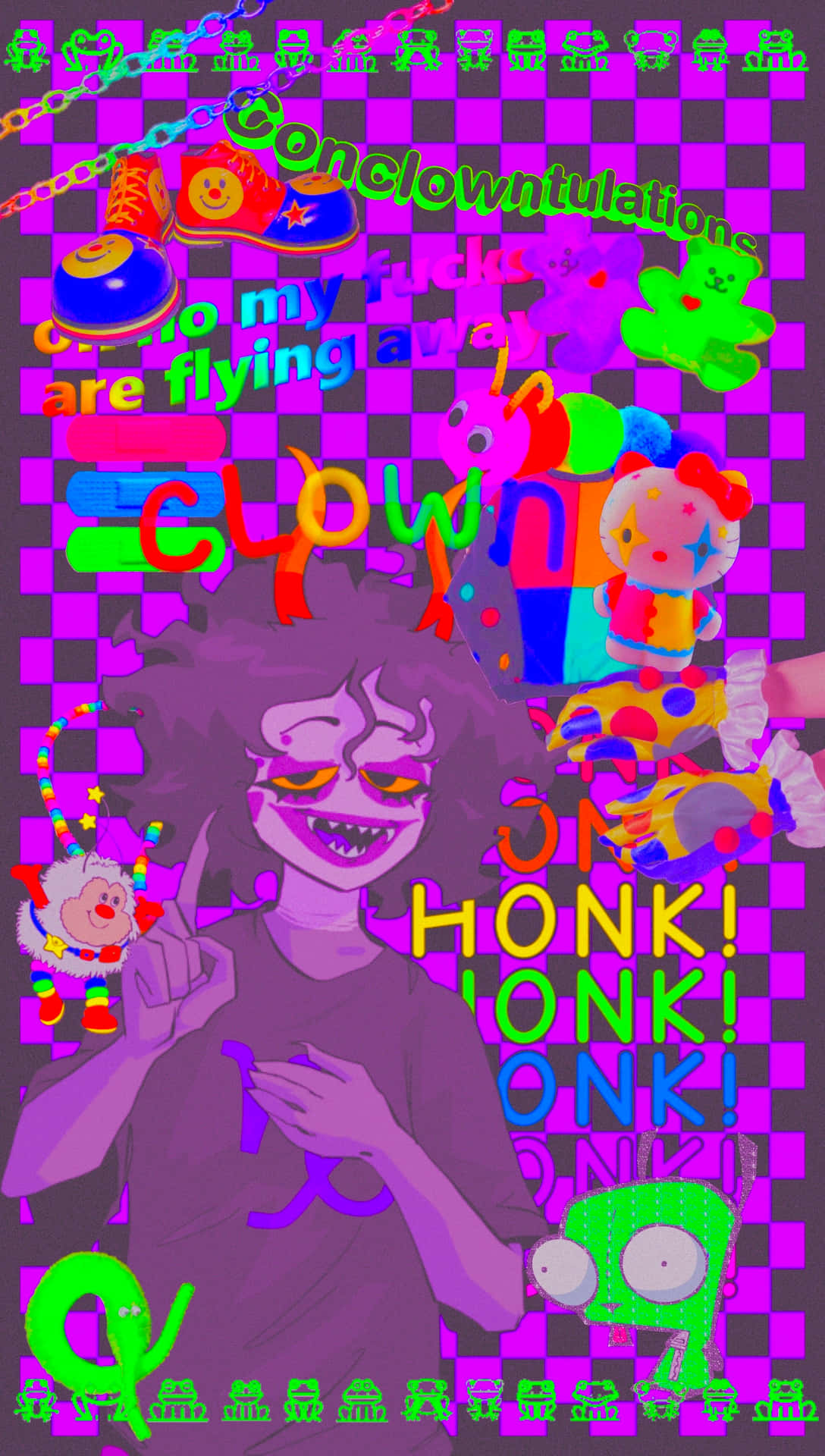 A Poster With A Cartoon Character And A Rainbow Background Background