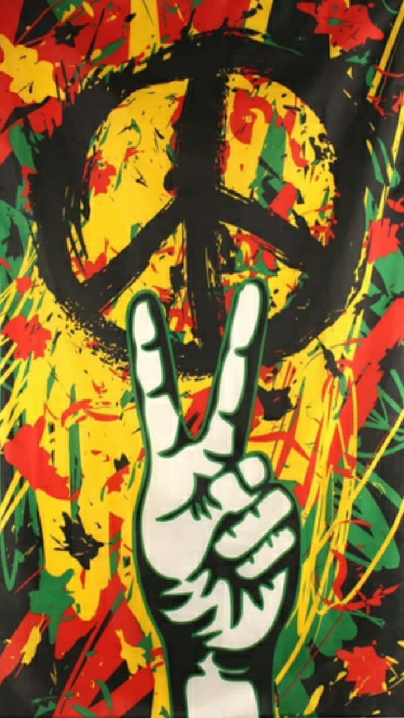 A Poster With A Hand Holding A Peace Sign Background