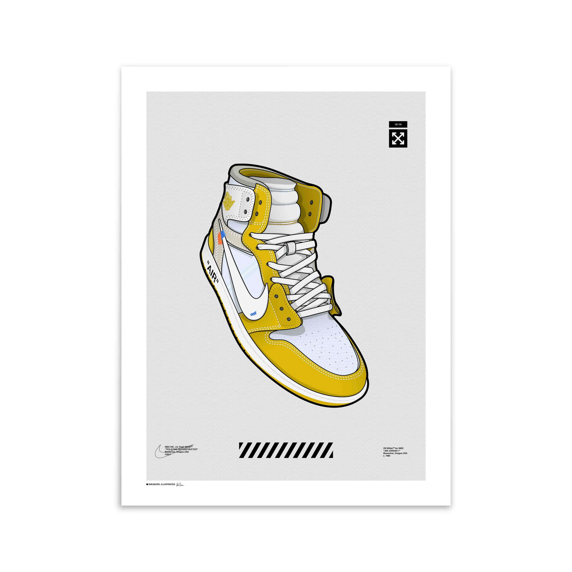 A Poster With A Yellow And White Shoe