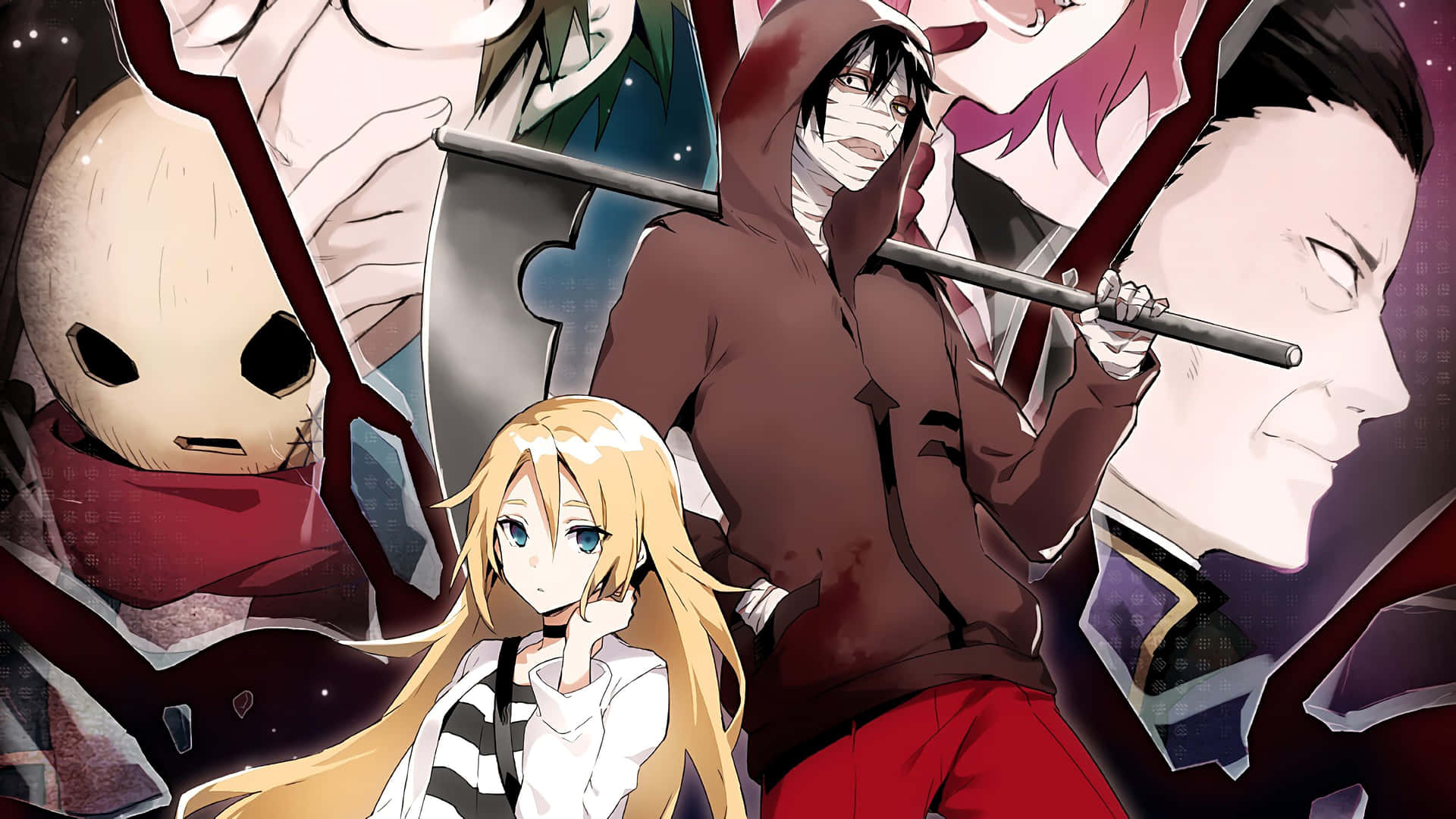 A Poster With Anime Characters And A Sword Background