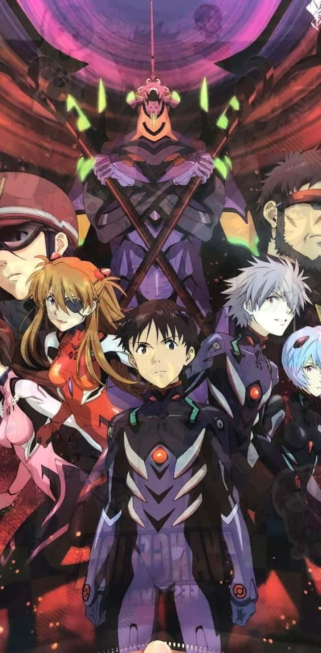 A Poster With Anime Characters On It Background