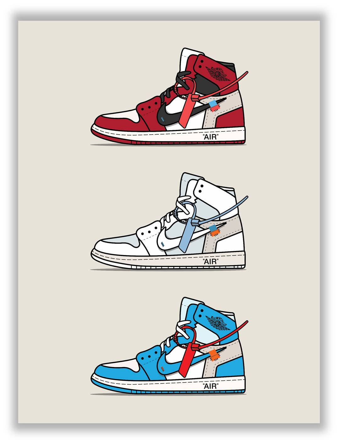 A Poster With Four Different Air Jordan Sneakers