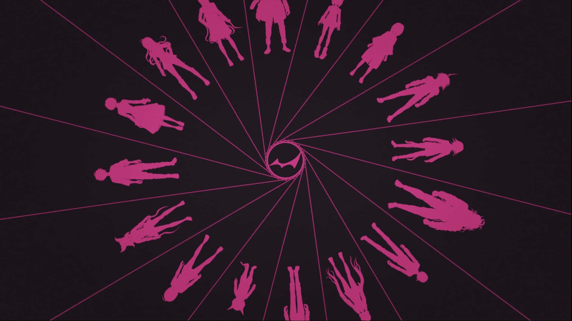 A Poster With Silhouettes Of People In A Circle Background