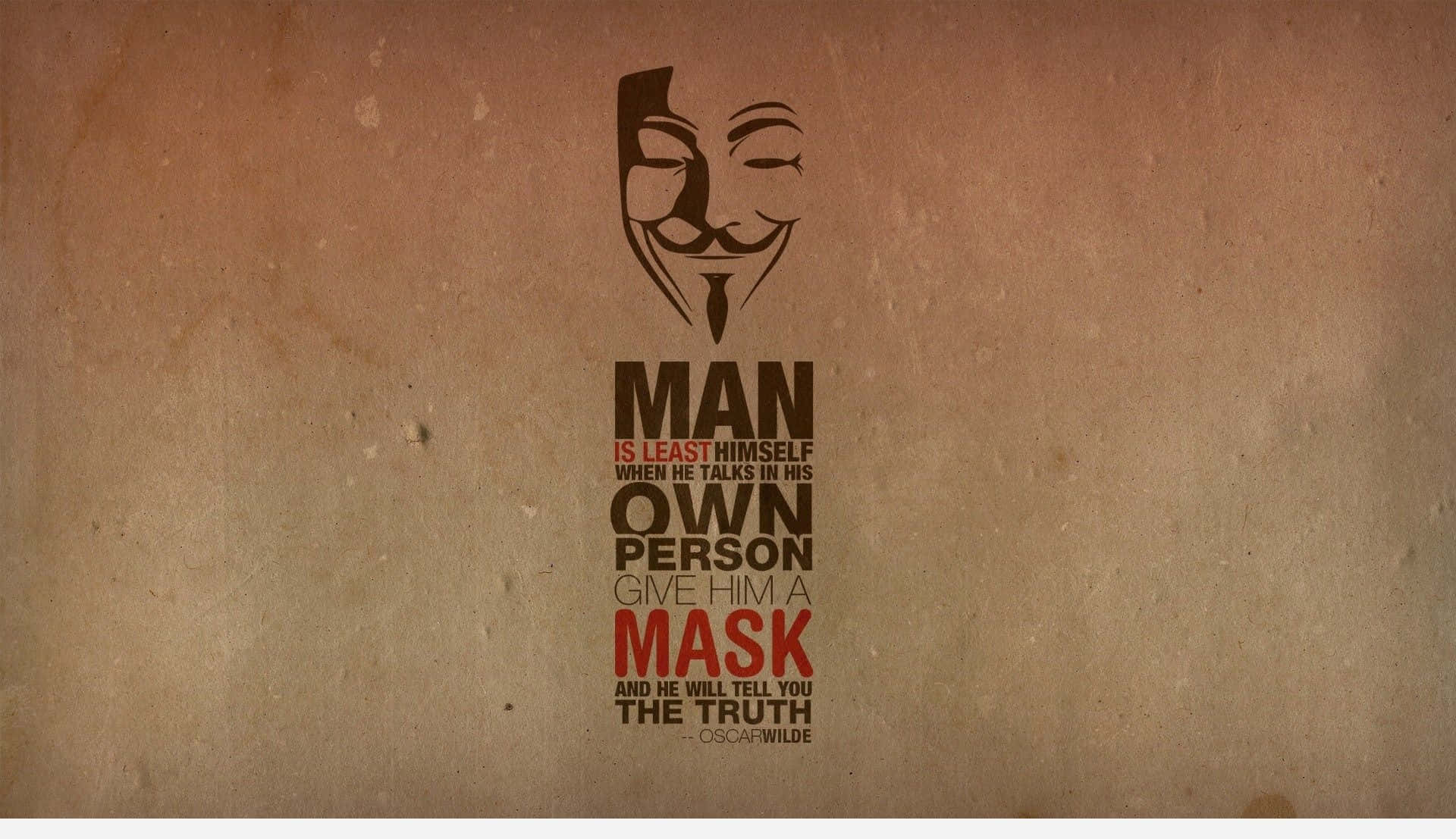 A Poster With The Words Man Is His Own Person Mask The Truth Background