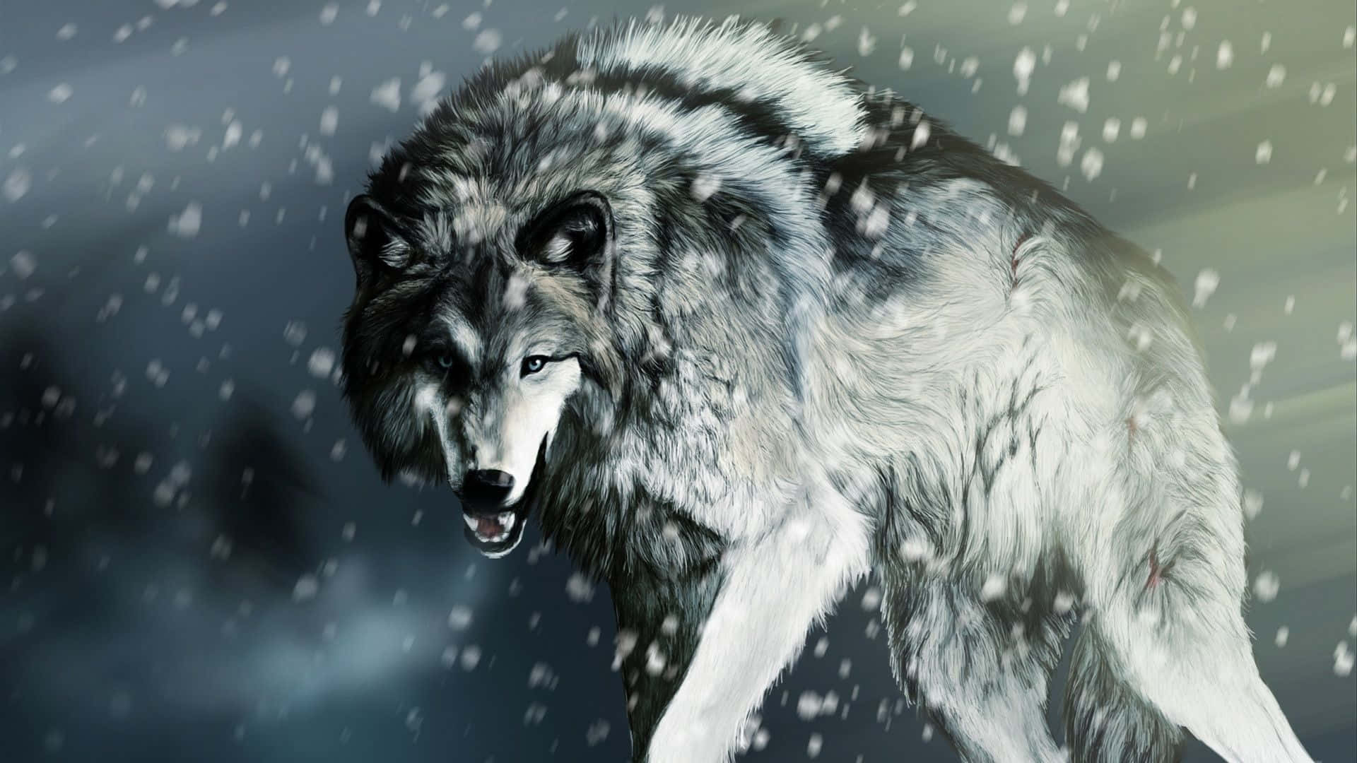 A Powerful And Majestic White Wolf Background