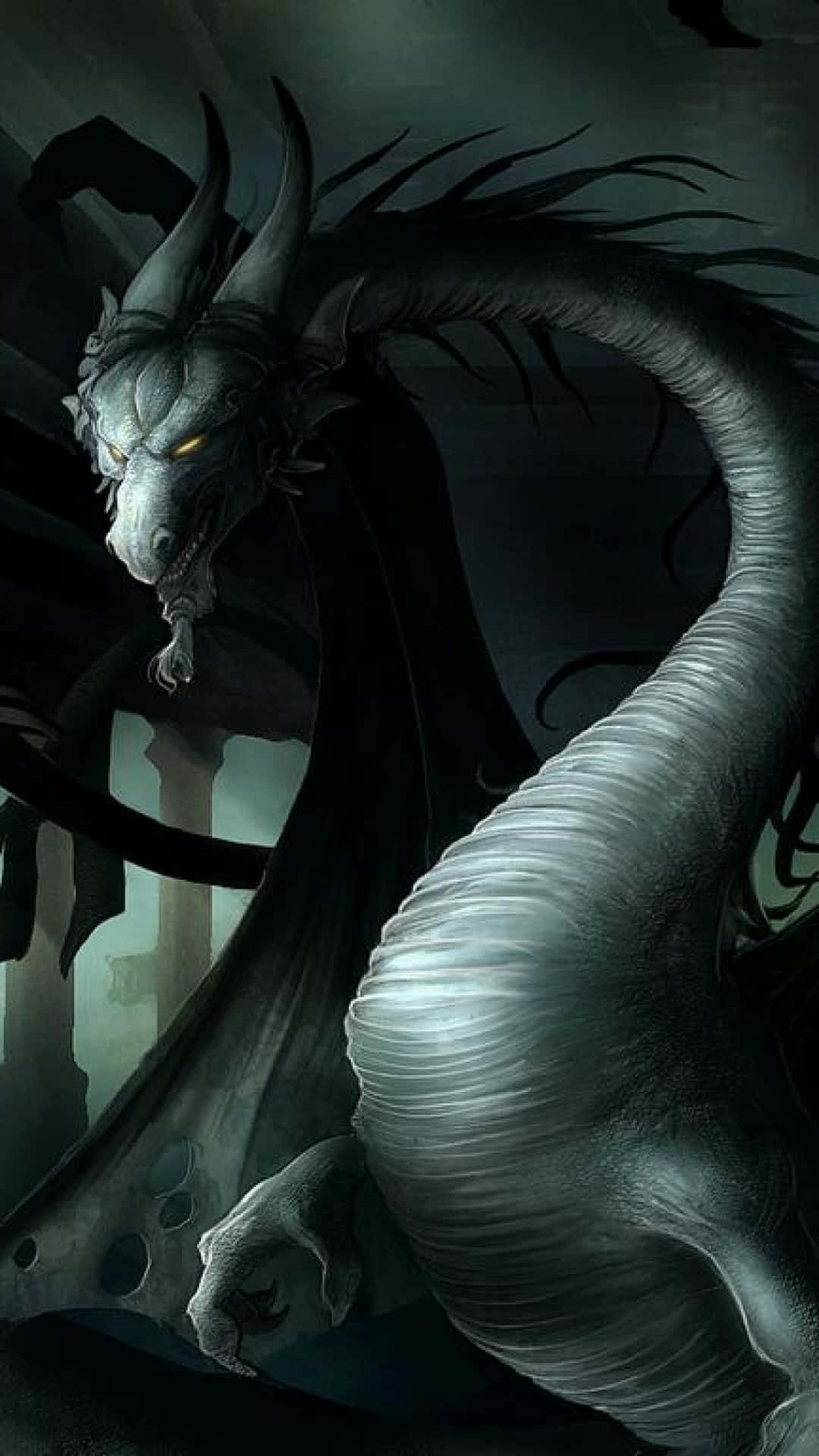 A Powerful Dragon Roars Atop A Mountain Ledge Background