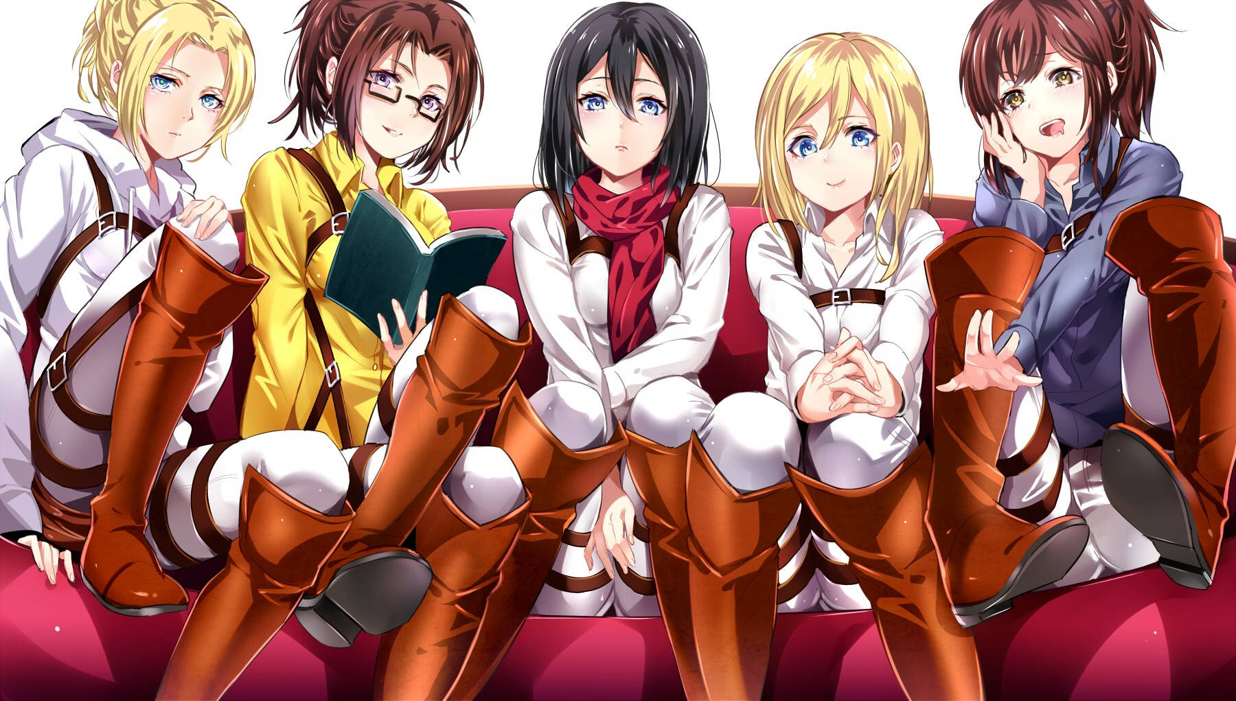 A Powerful Group Of Female Warriors From Attack On Titan Background