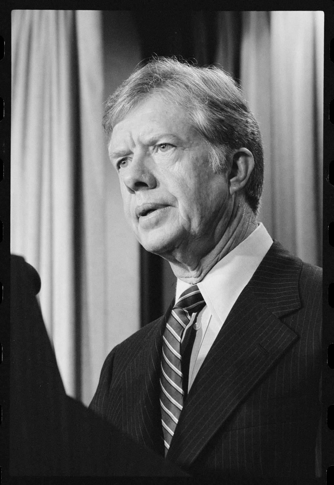 A Powerful Monochrome Portrait Of Jimmy Carter Background