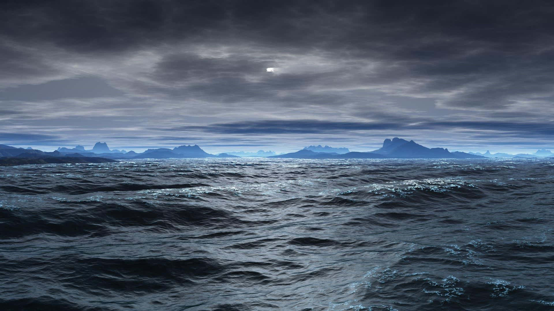 A Powerful Ocean Storm Roaring Over A Beach Background