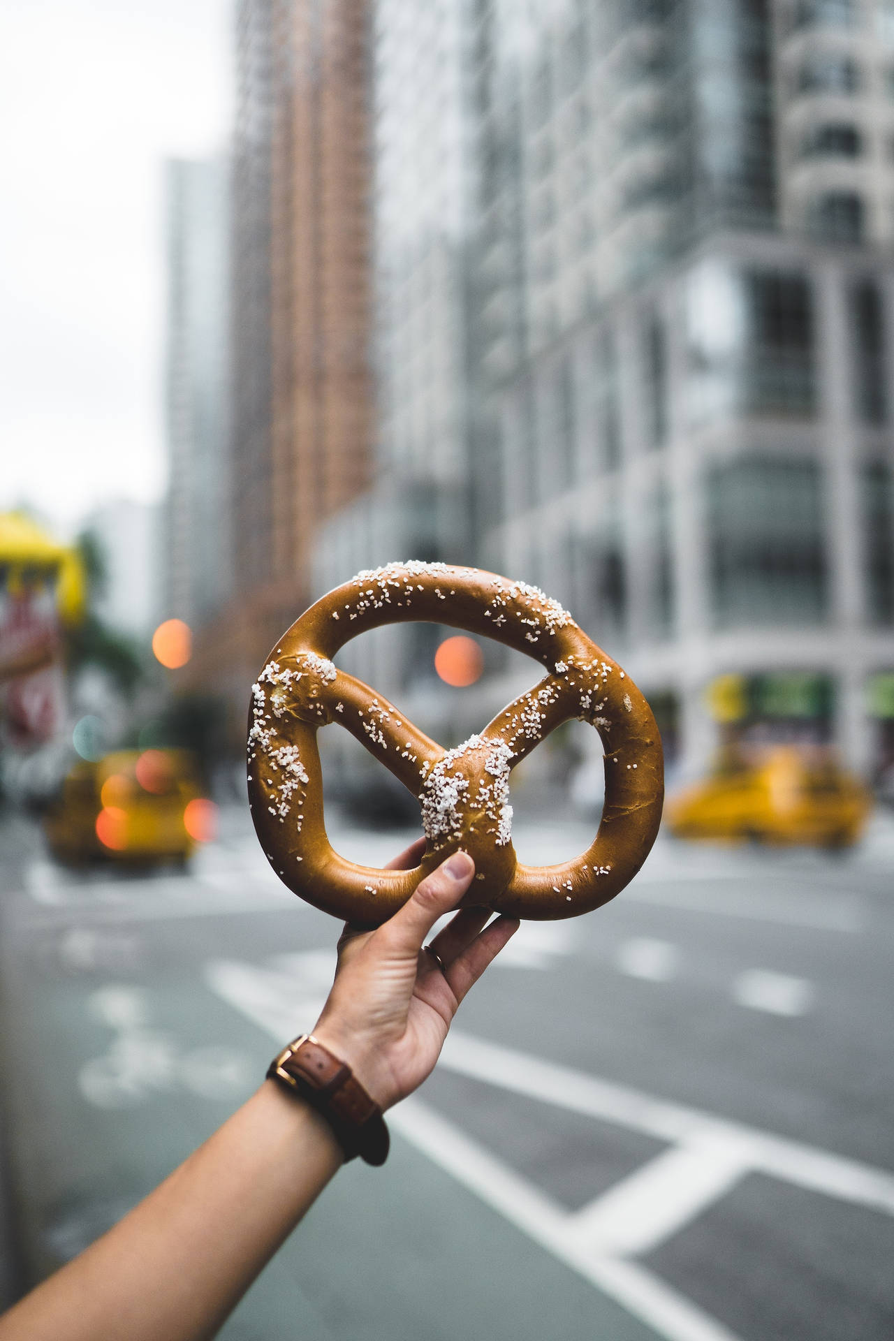 A Pretzel On A Street Background