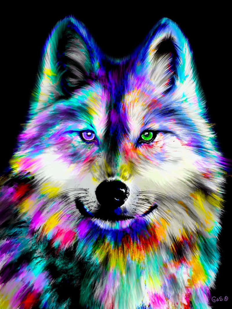 A Prismatic Wolf Does The Dance Of Daydreams Background