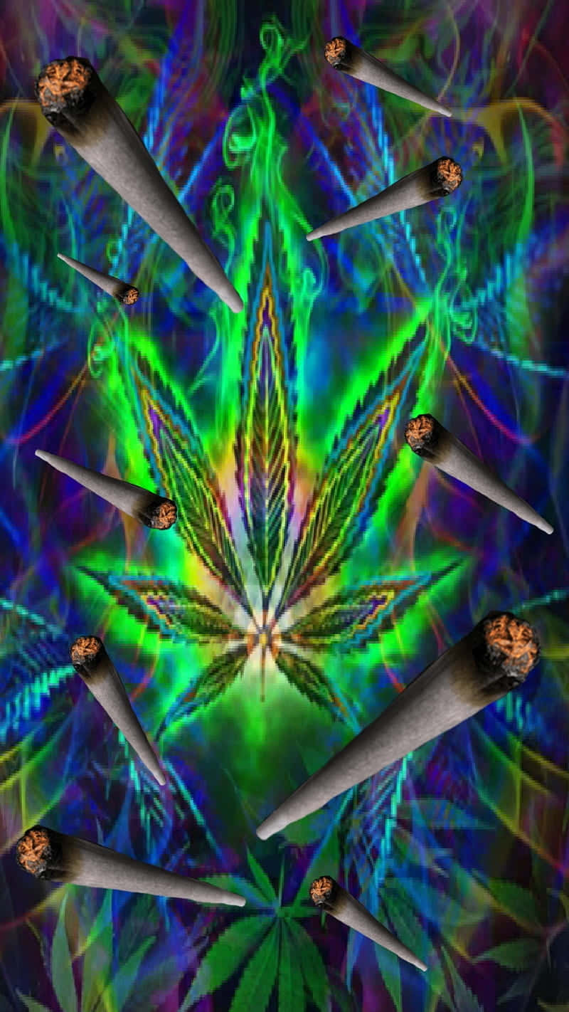 A Psychedelic Representation Of A Cannabis Joint. Background