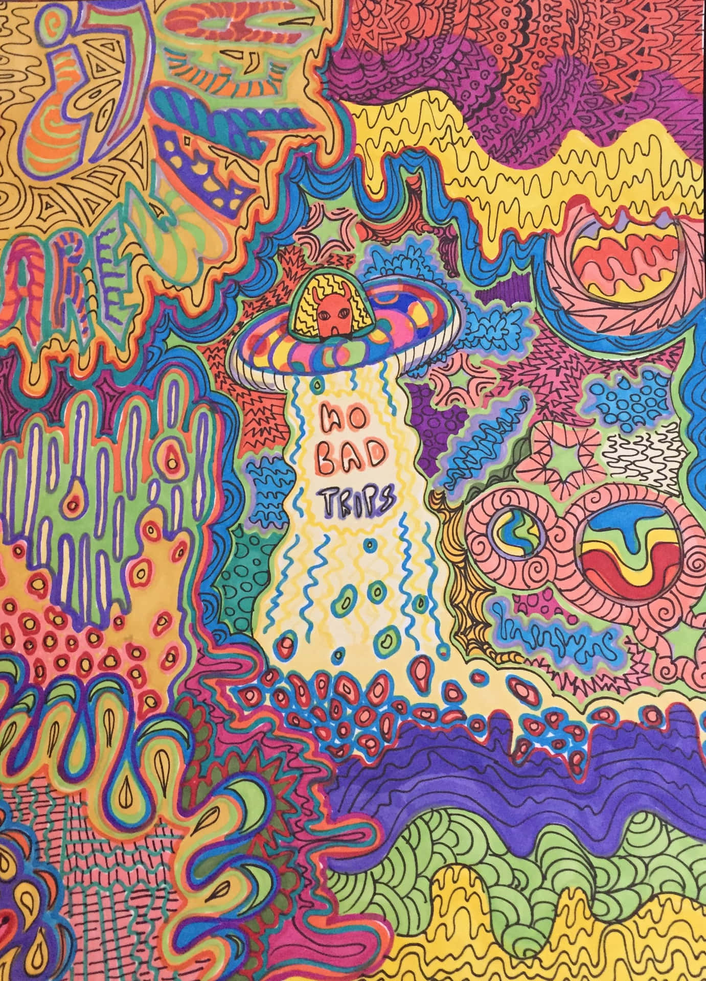 A Psychedelic Vision Of A Free-spirited Trippy Hippie. Background