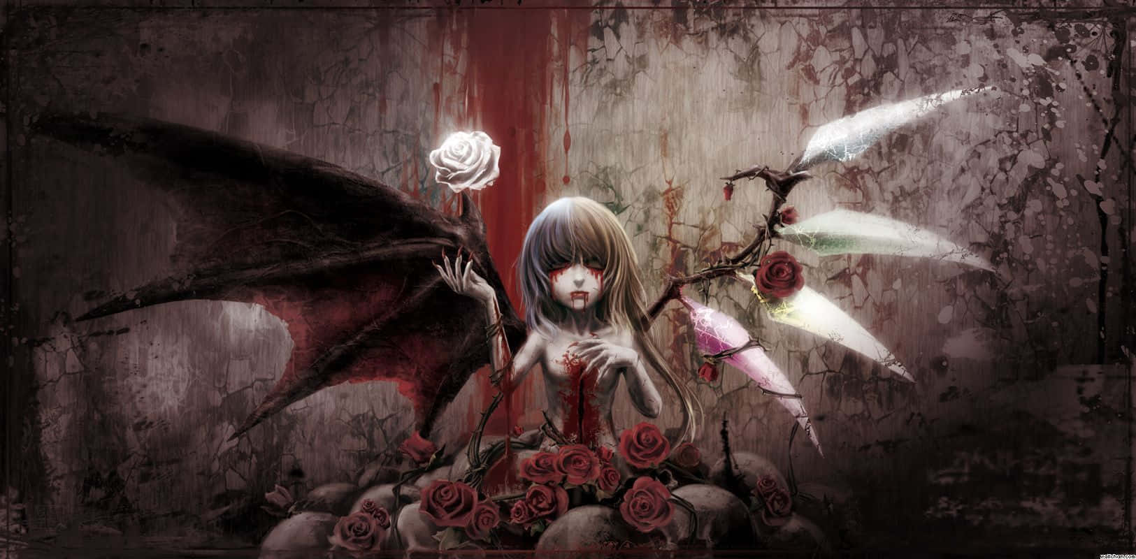 A Psycho Anime Girl With A Disturbed Expression Background