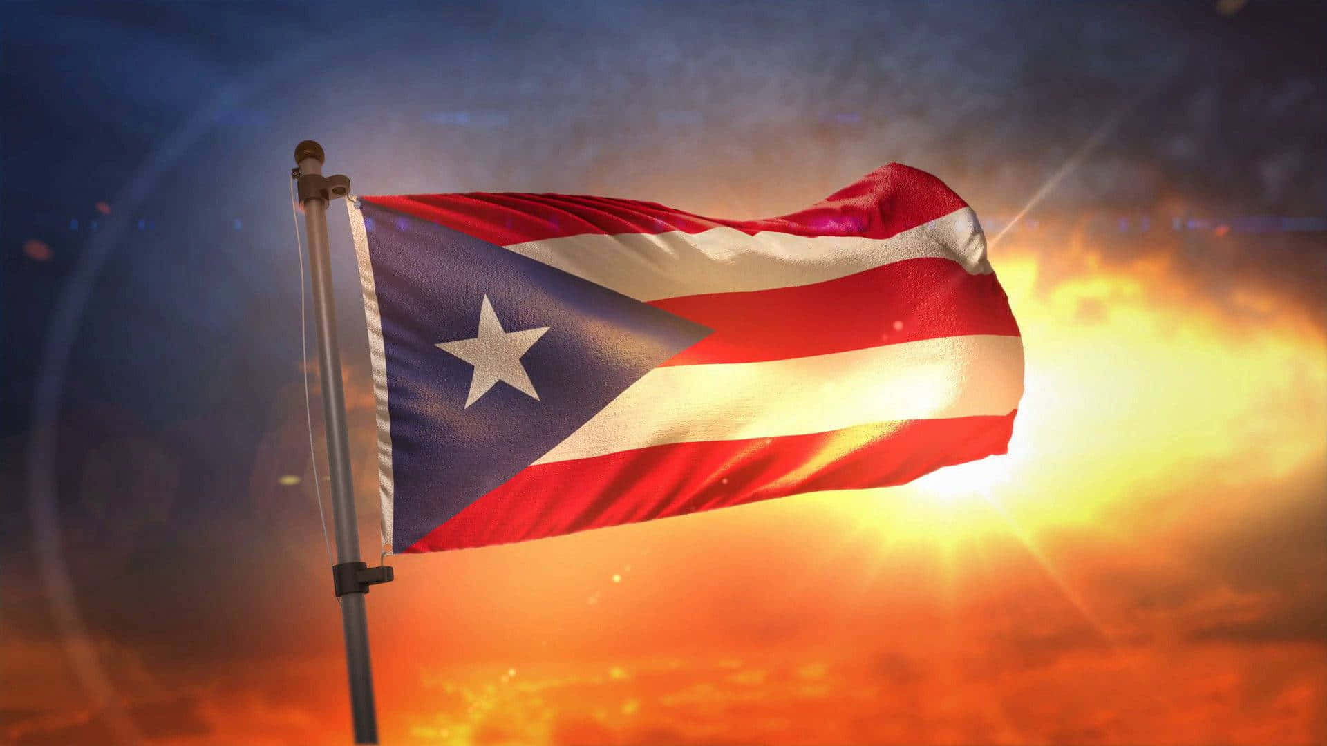 A Puerto Rico Flag Flying In The Wind Background