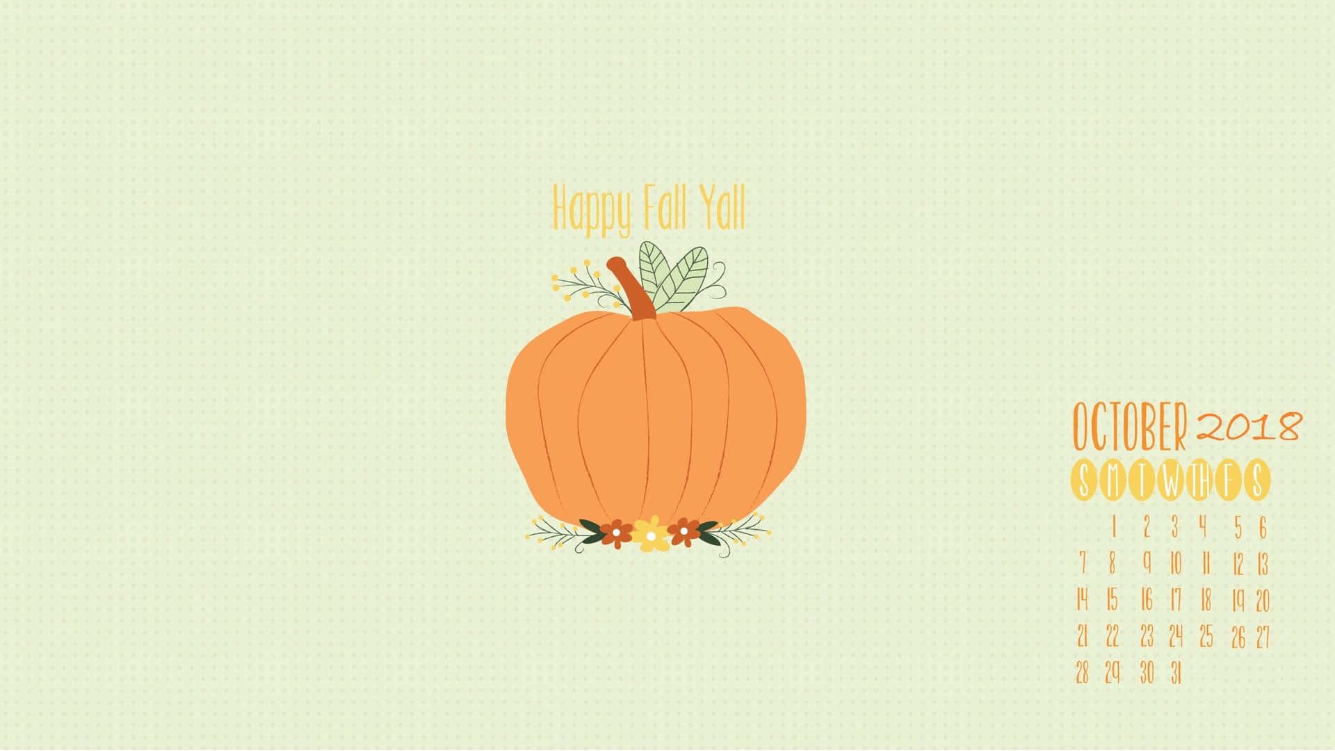 A Pumpkin Calendar With A Leaf And Flowers Background