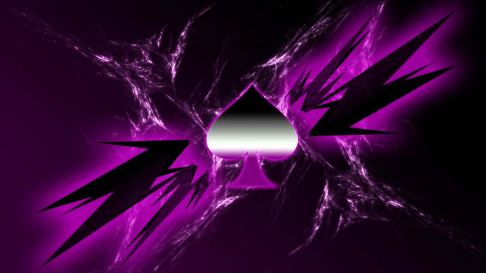 A Purple Ace Of Spades With Lightning Bolts Background