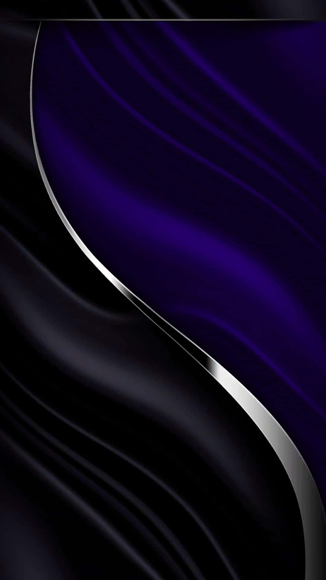 A Purple And Black Background With A Silver Wavy Pattern Background