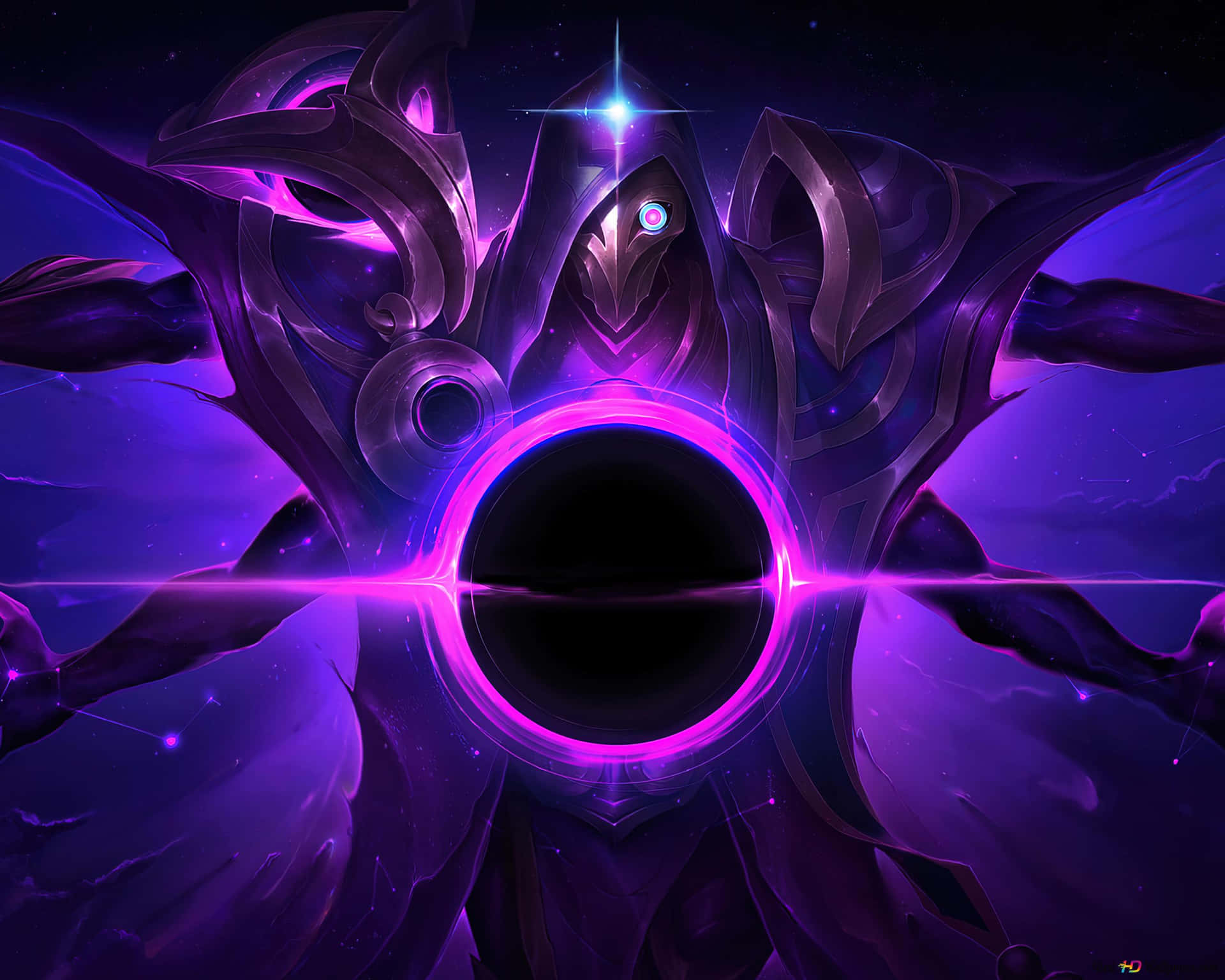 A Purple And Black Image Of A Dark Creature Background