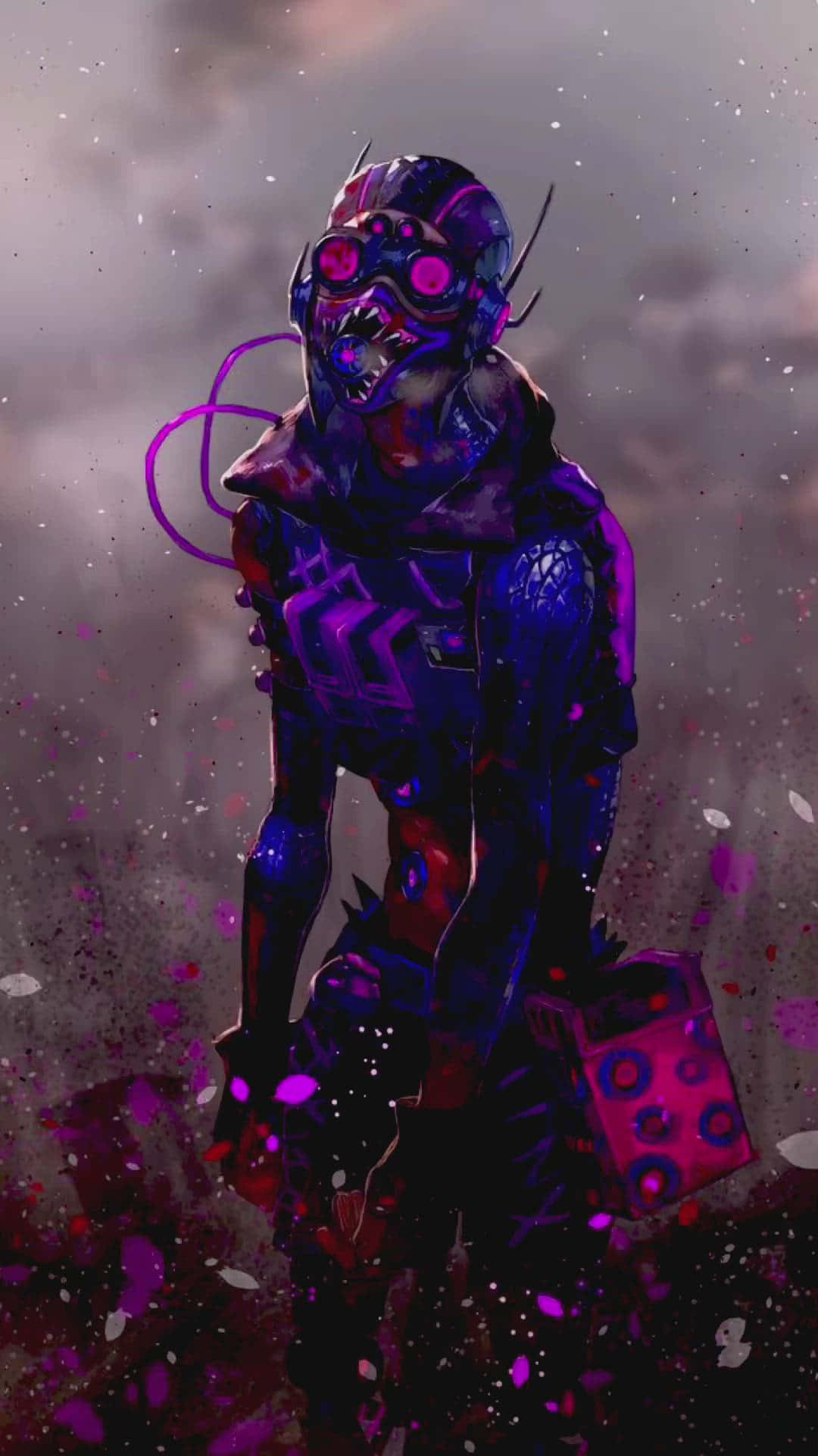 A Purple And Black Robot With A Purple Helmet Background