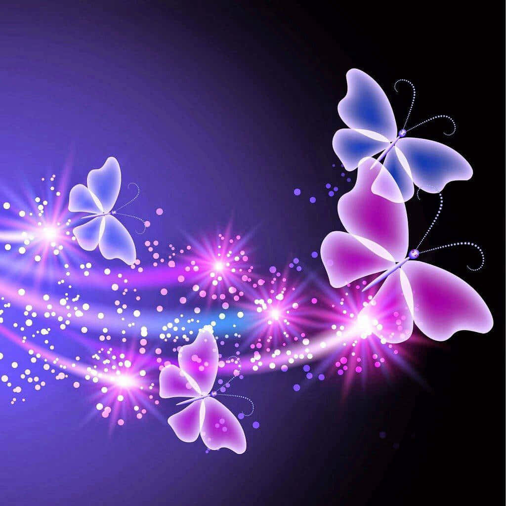 A Purple And Blue Background With Butterflies Background