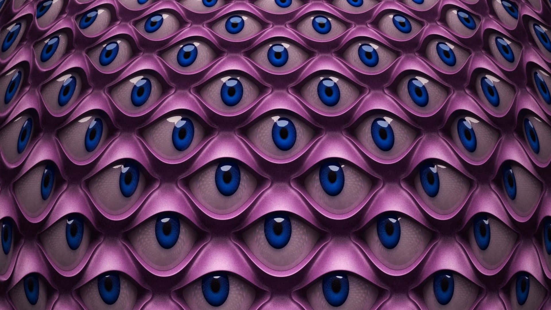 A Purple And Blue Pattern With Many Eyes Background