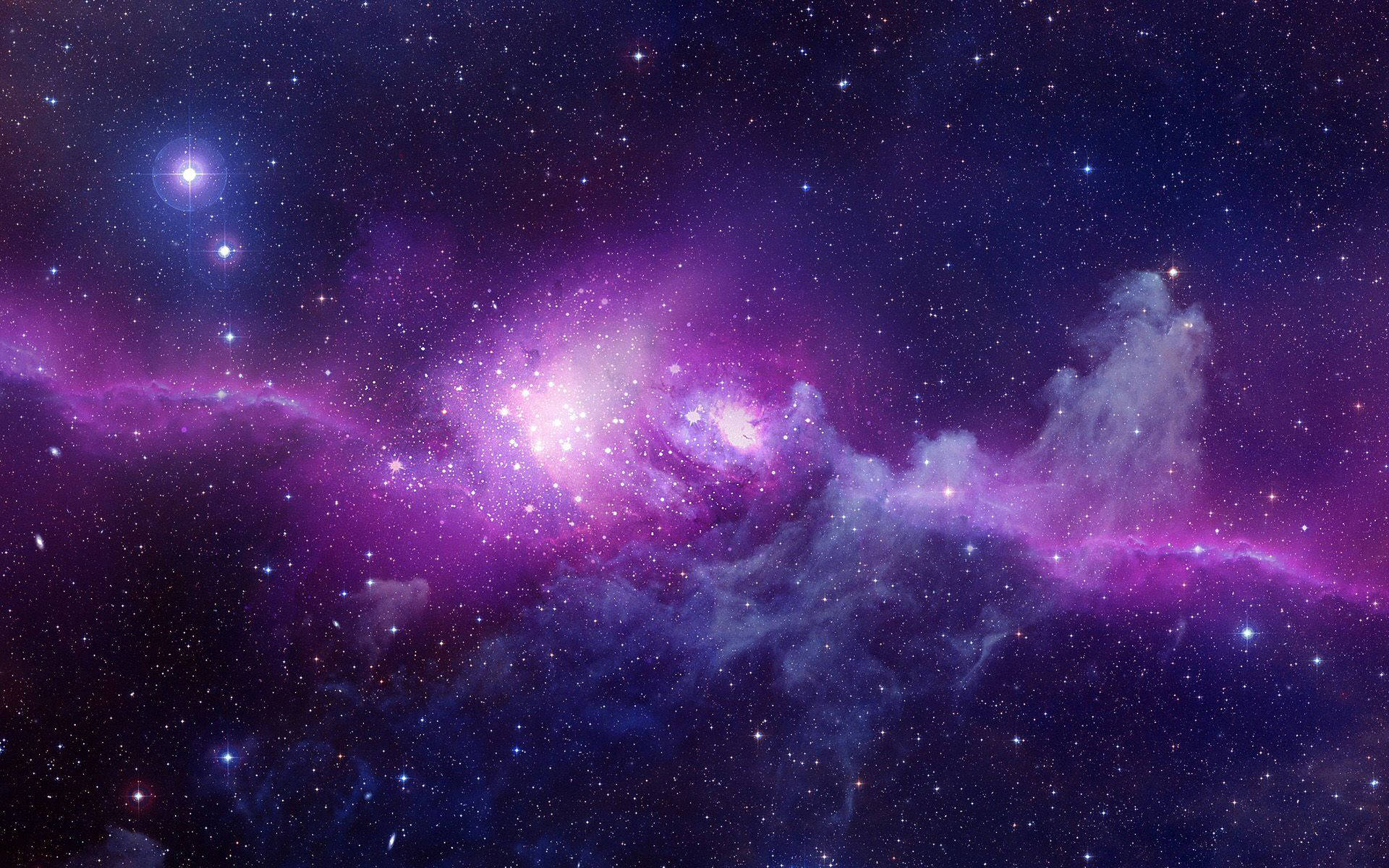 A Purple And Blue Space With Stars And Nebula Background