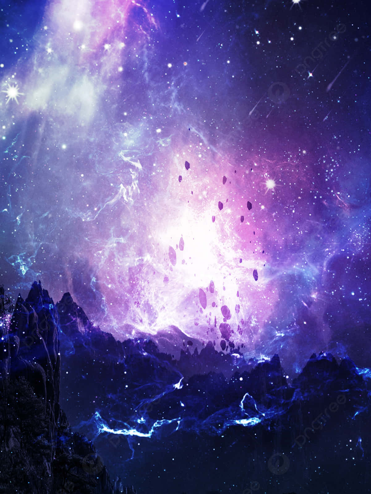 A Purple And Blue Space With Stars And Nebulas Background