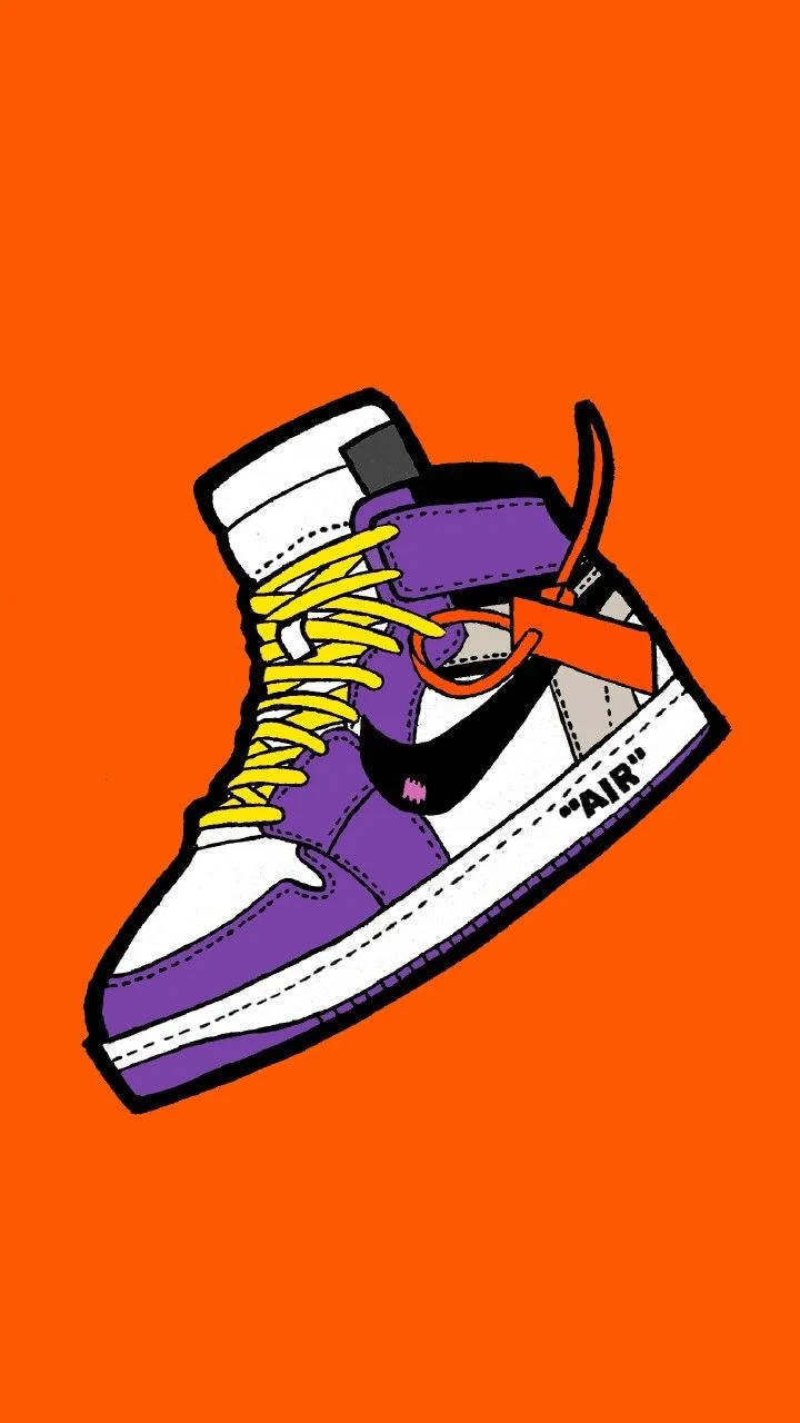 A Purple And Orange Shoe With A Purple And Orange Shoe