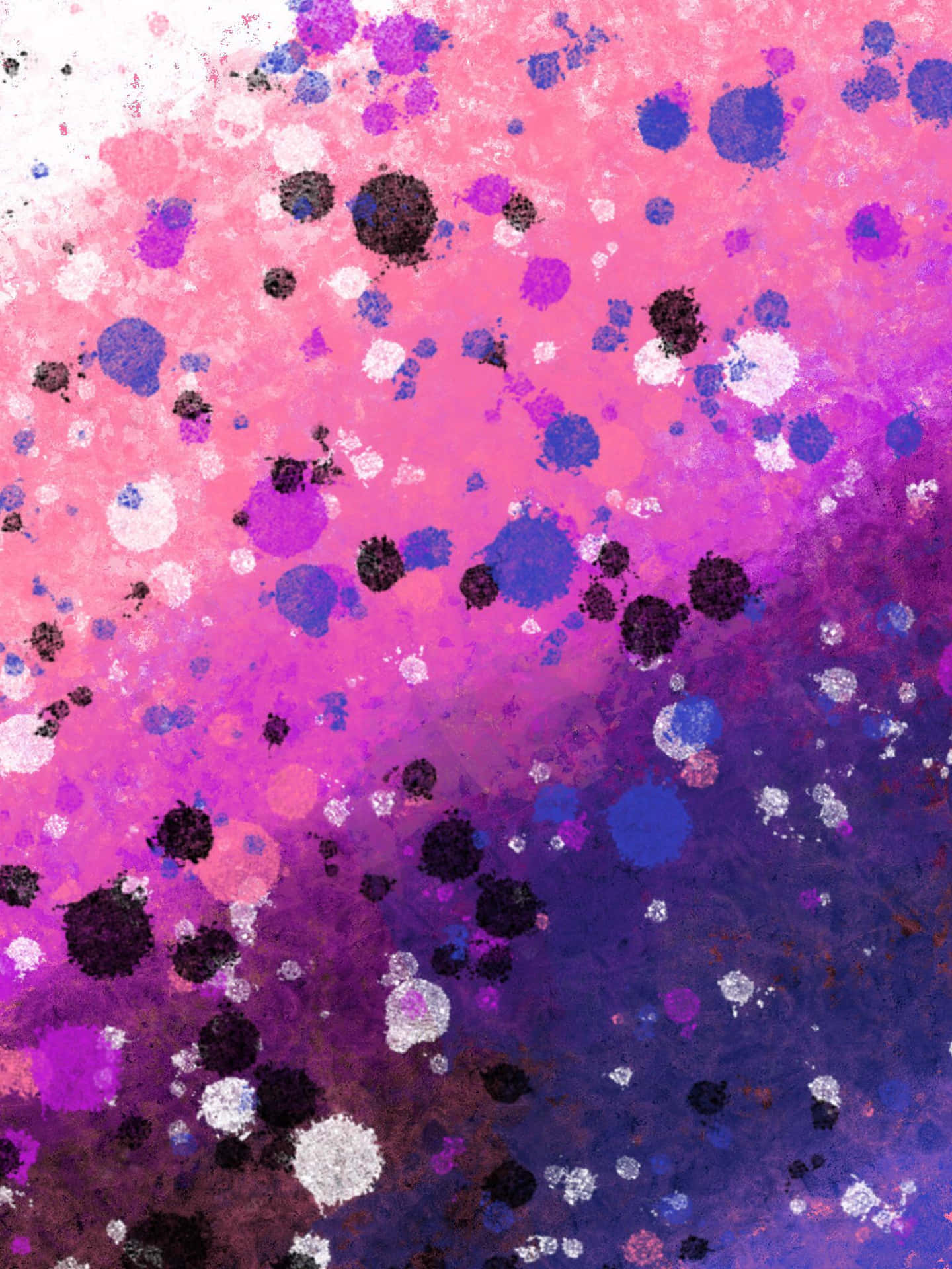 A Purple And Pink Abstract Painting With A Lot Of Dots