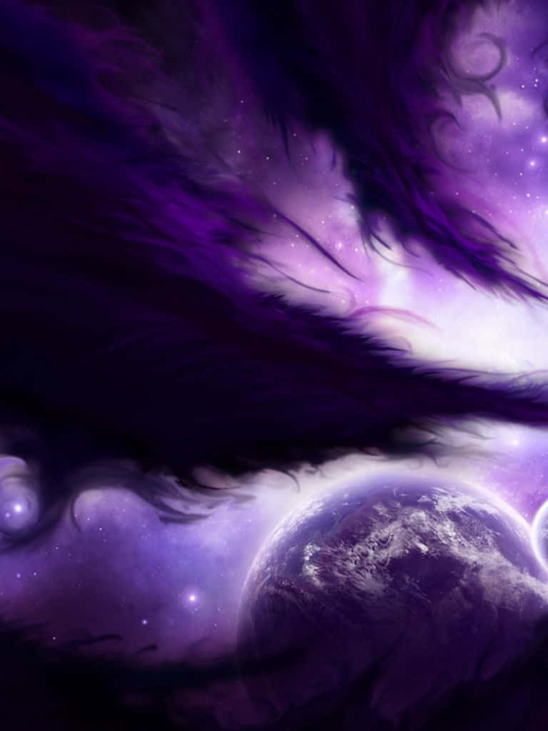A Purple And Purple Space With A Dragon Flying In The Background Background