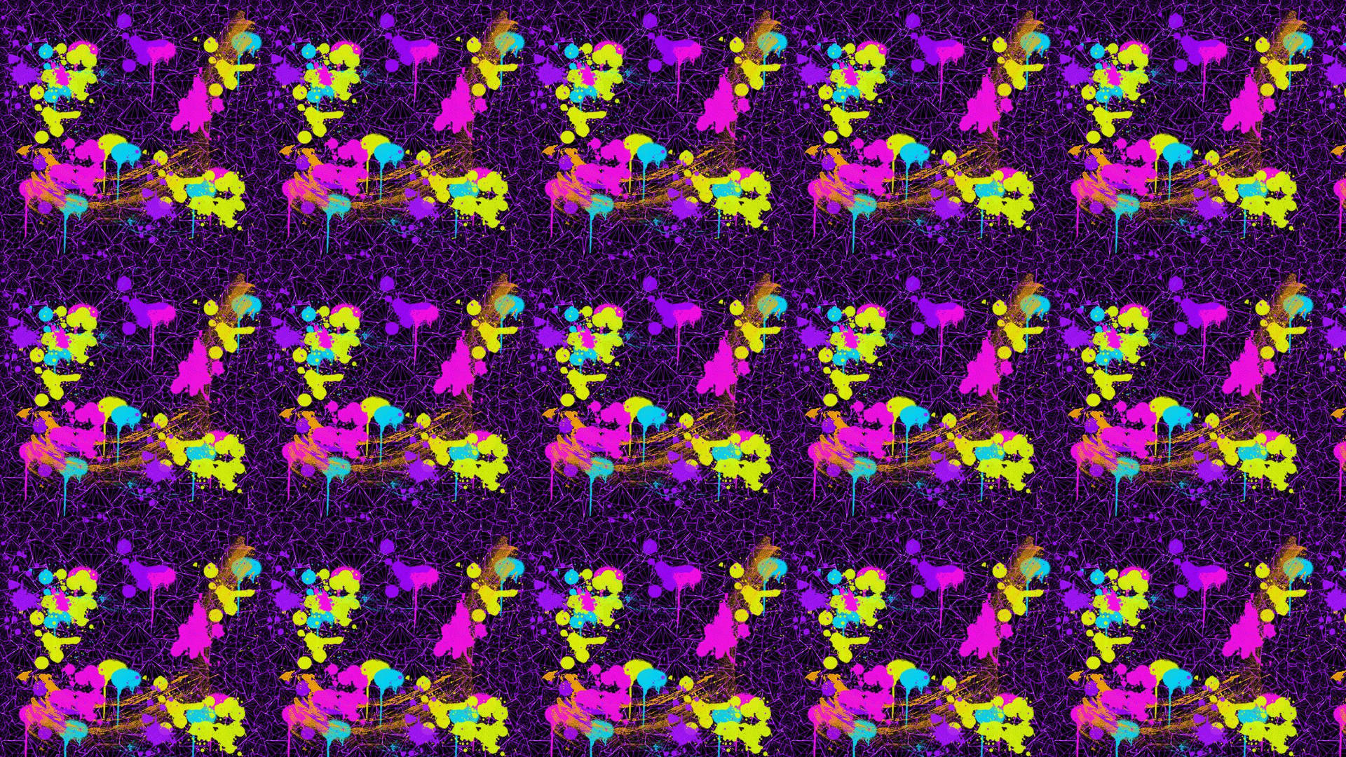 A Purple And Yellow Pattern With Colorful Flowers