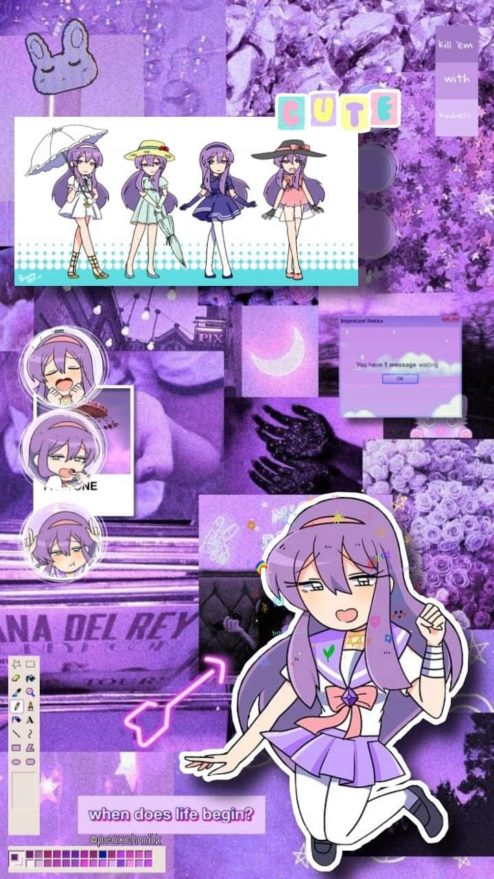 A Purple Background With A Lot Of Pictures