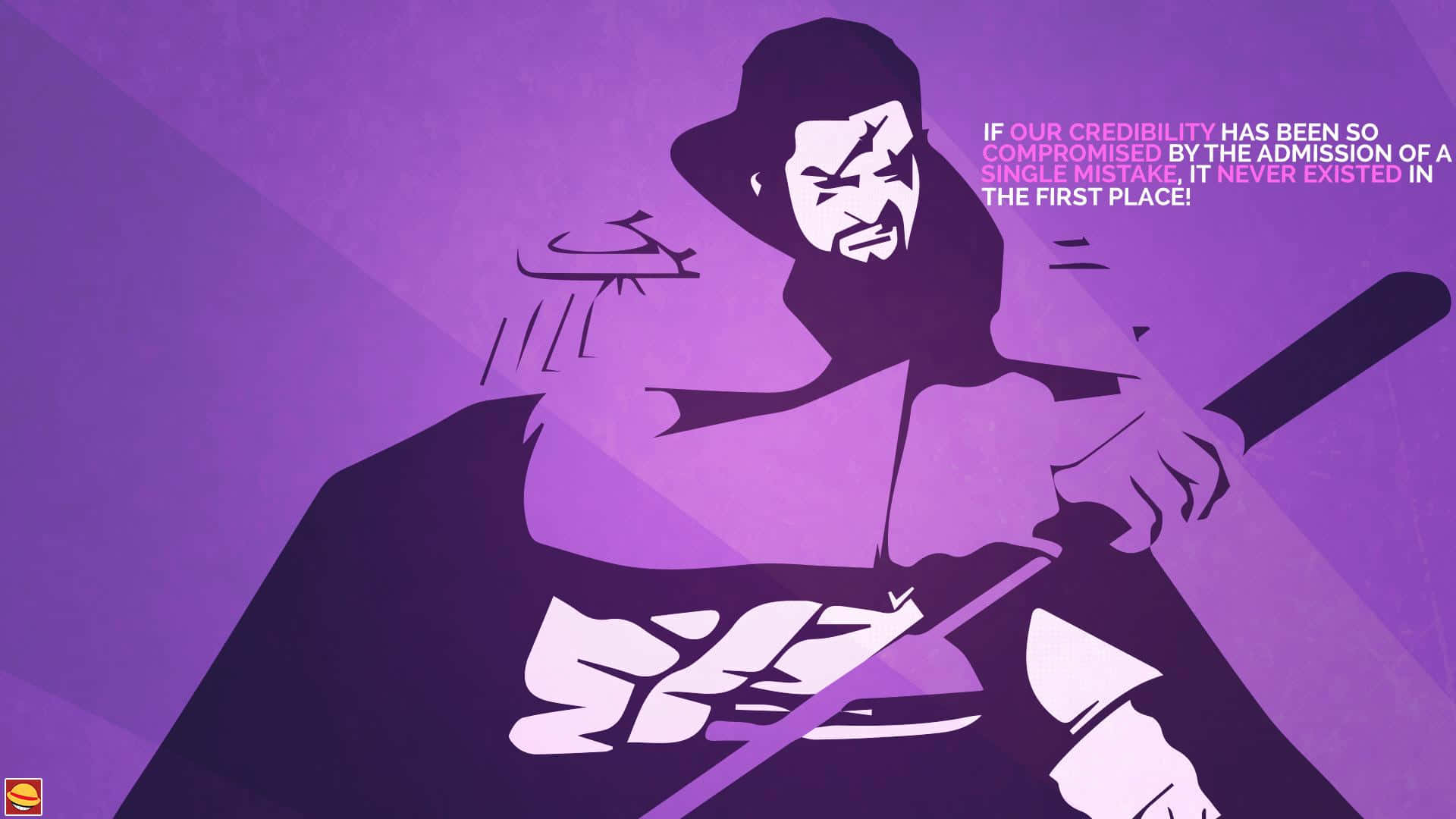 A Purple Background With A Man Holding A Sword Background