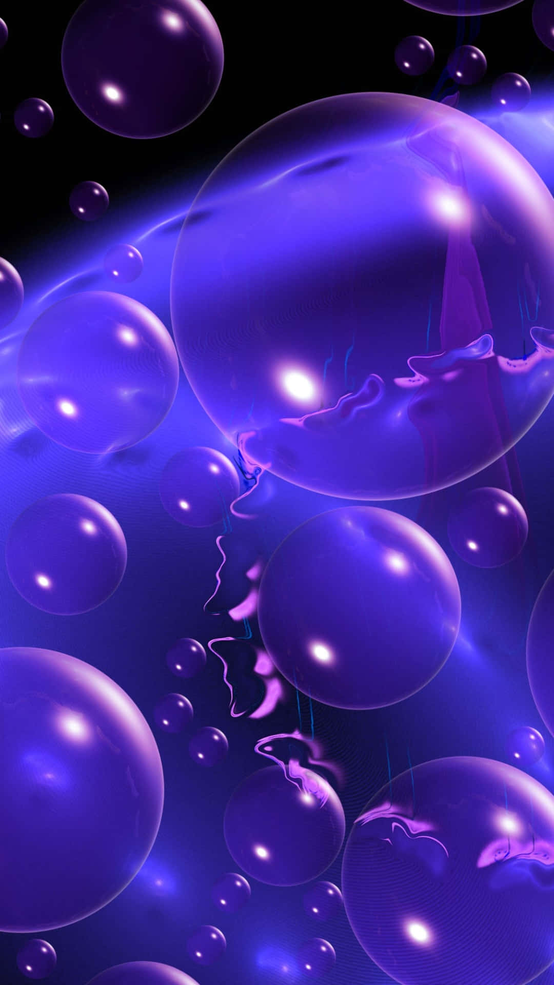 A Purple Background With Bubbles Floating In It