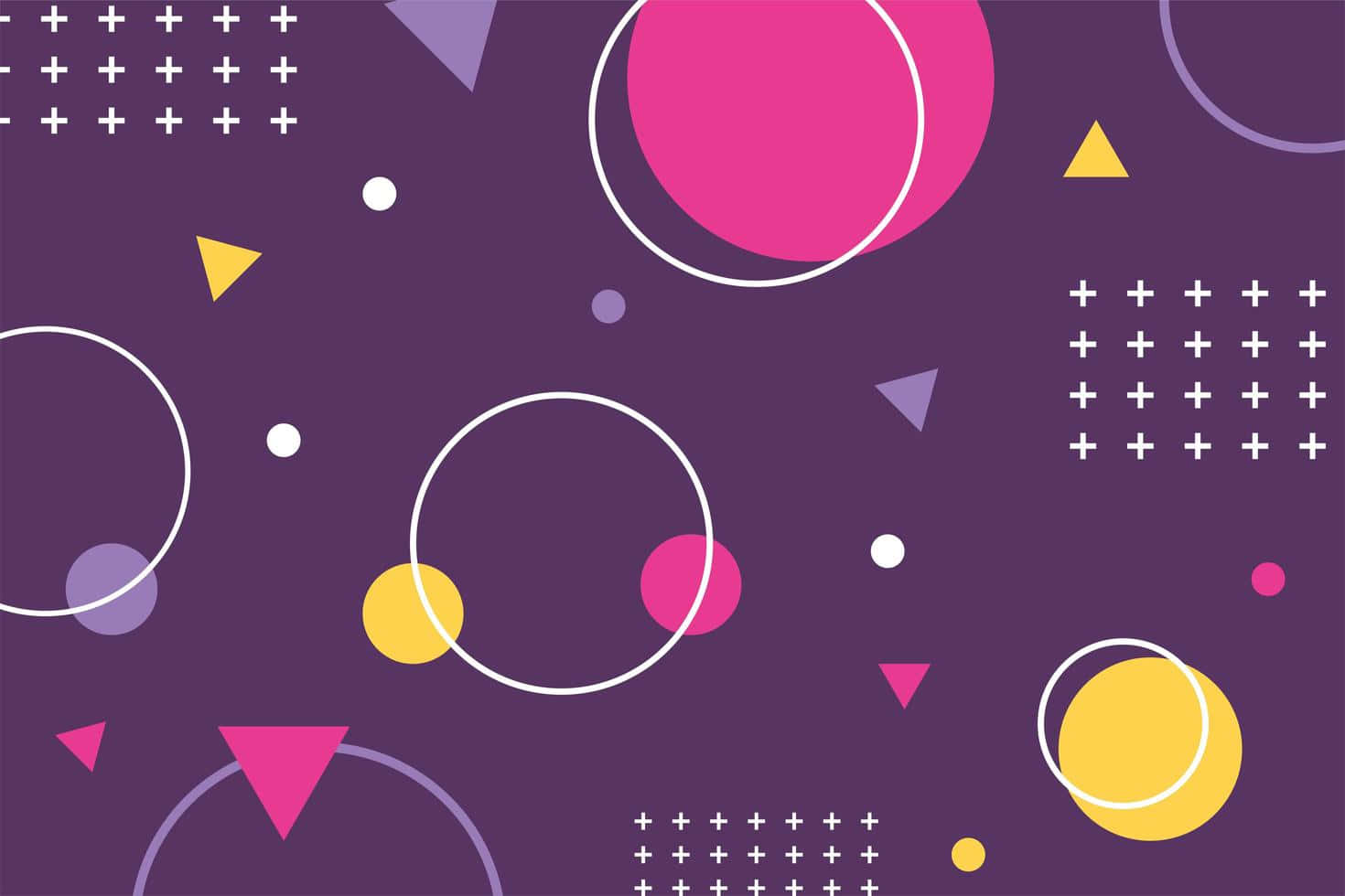 A Purple Background With Circles And Triangles Background