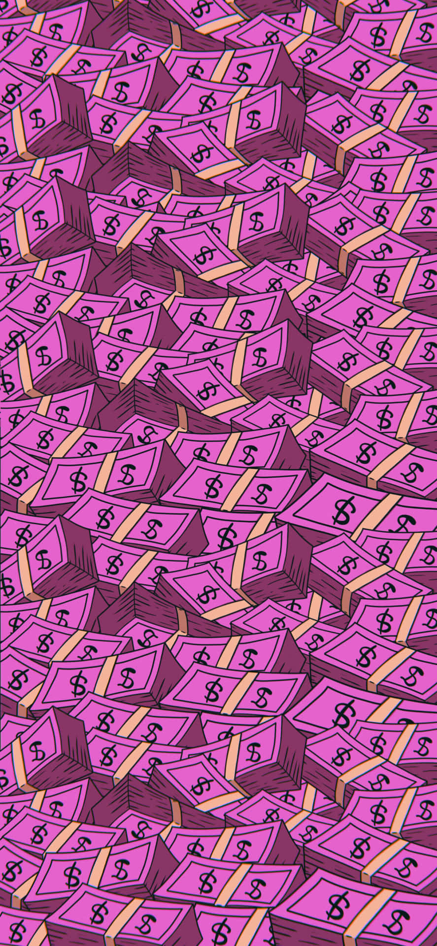 A Purple Background With Money Bills