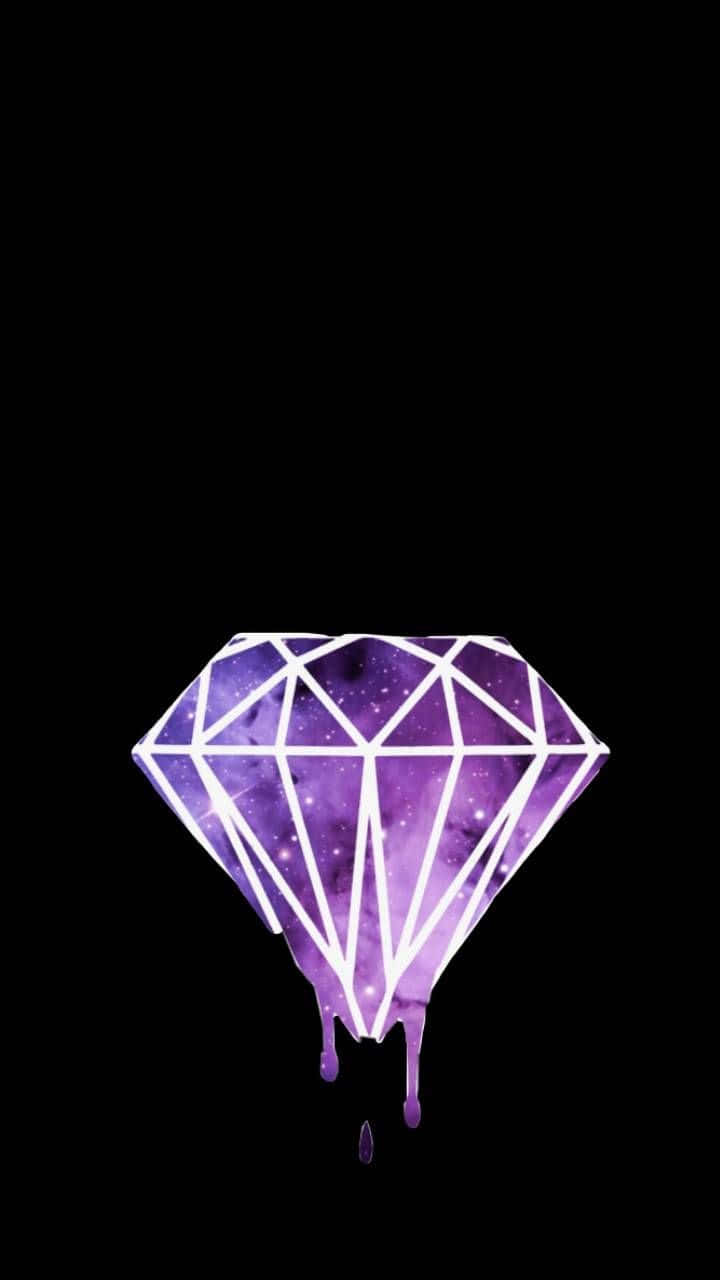 A Purple Diamond With Purple Dripping On It Background