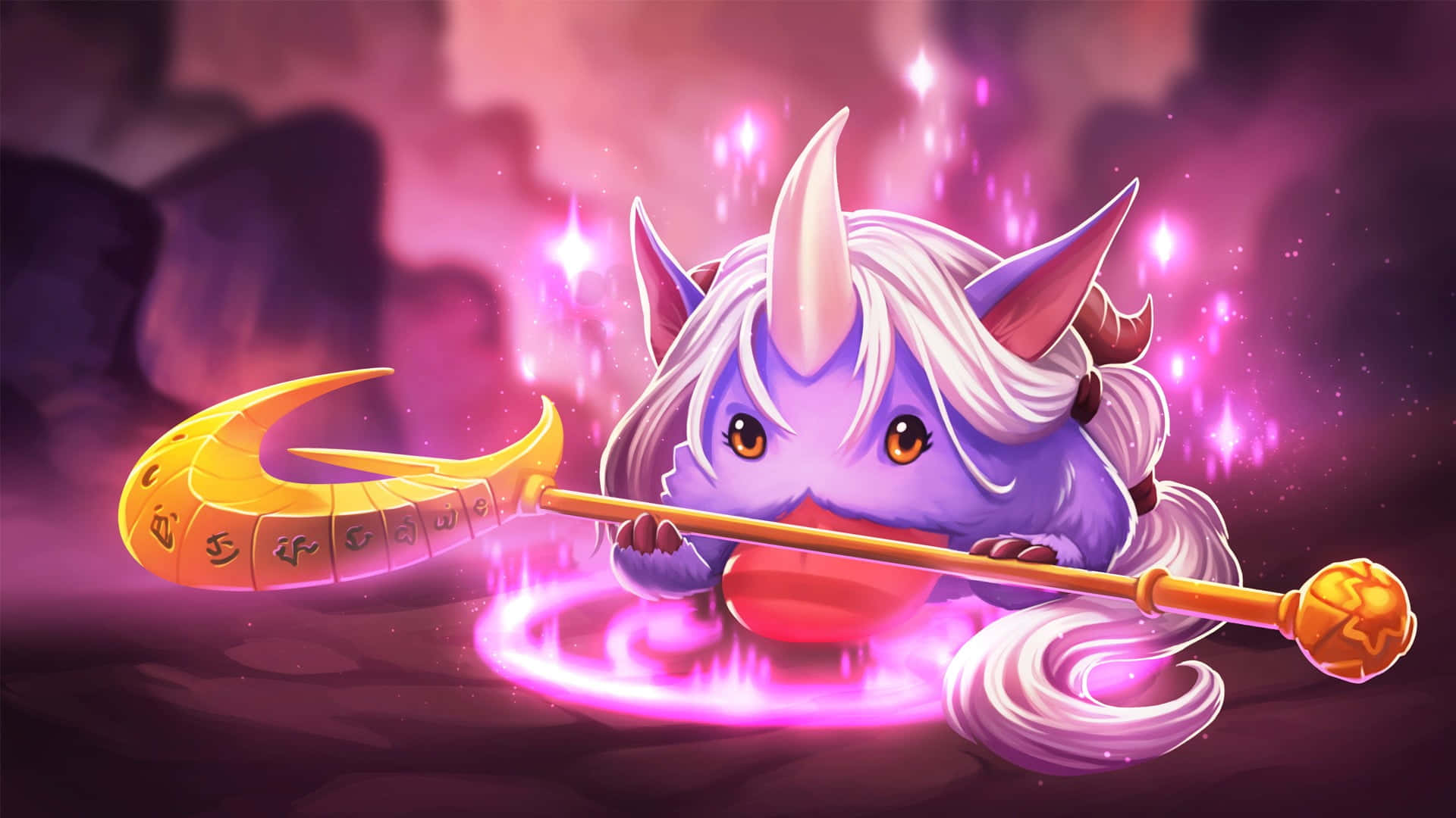 A Purple Dragon With A Sword And A Glowing Light Background