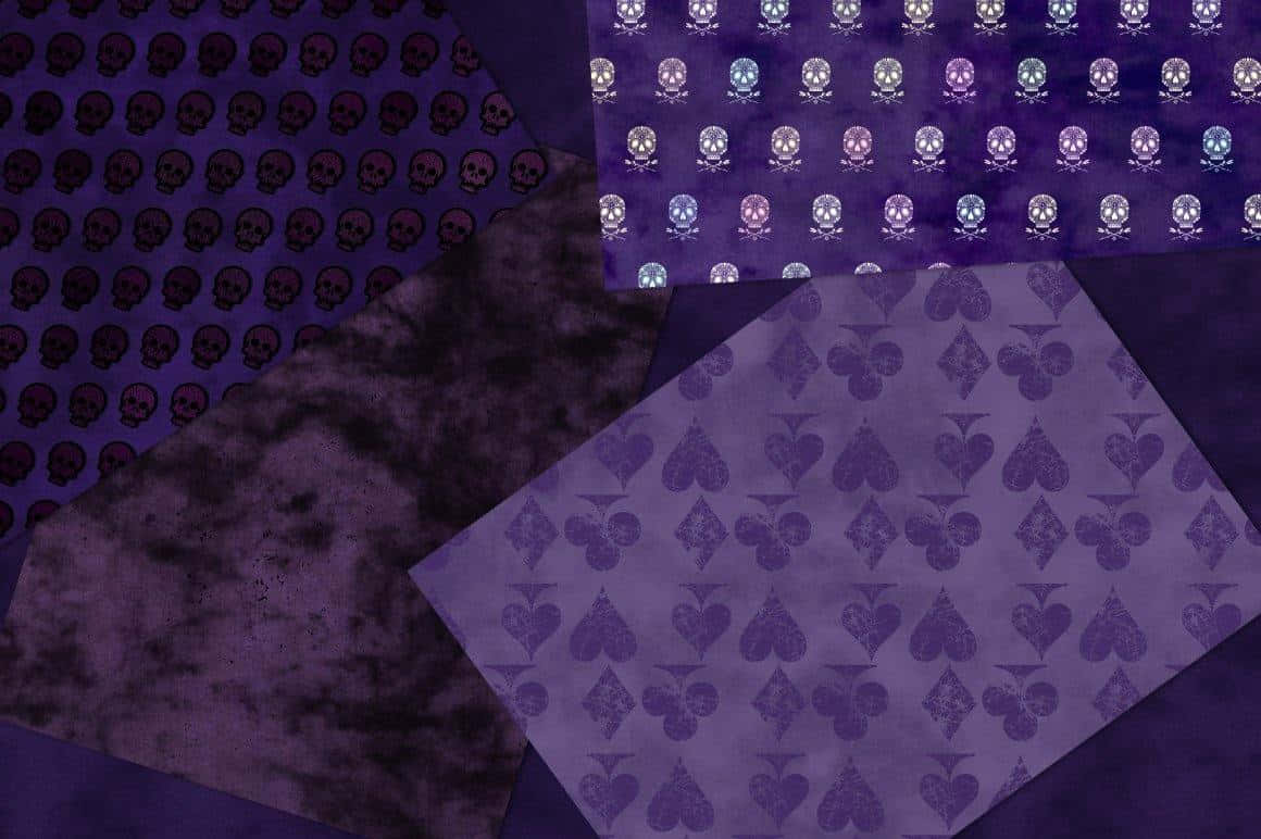 A Purple Fabric With A Skull And Crossbones Pattern Background