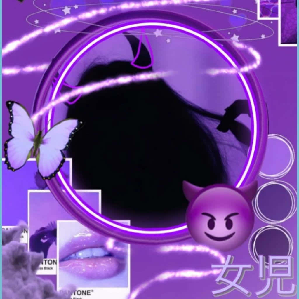 A Purple Frame With A Purple Background And A Purple Butterfly