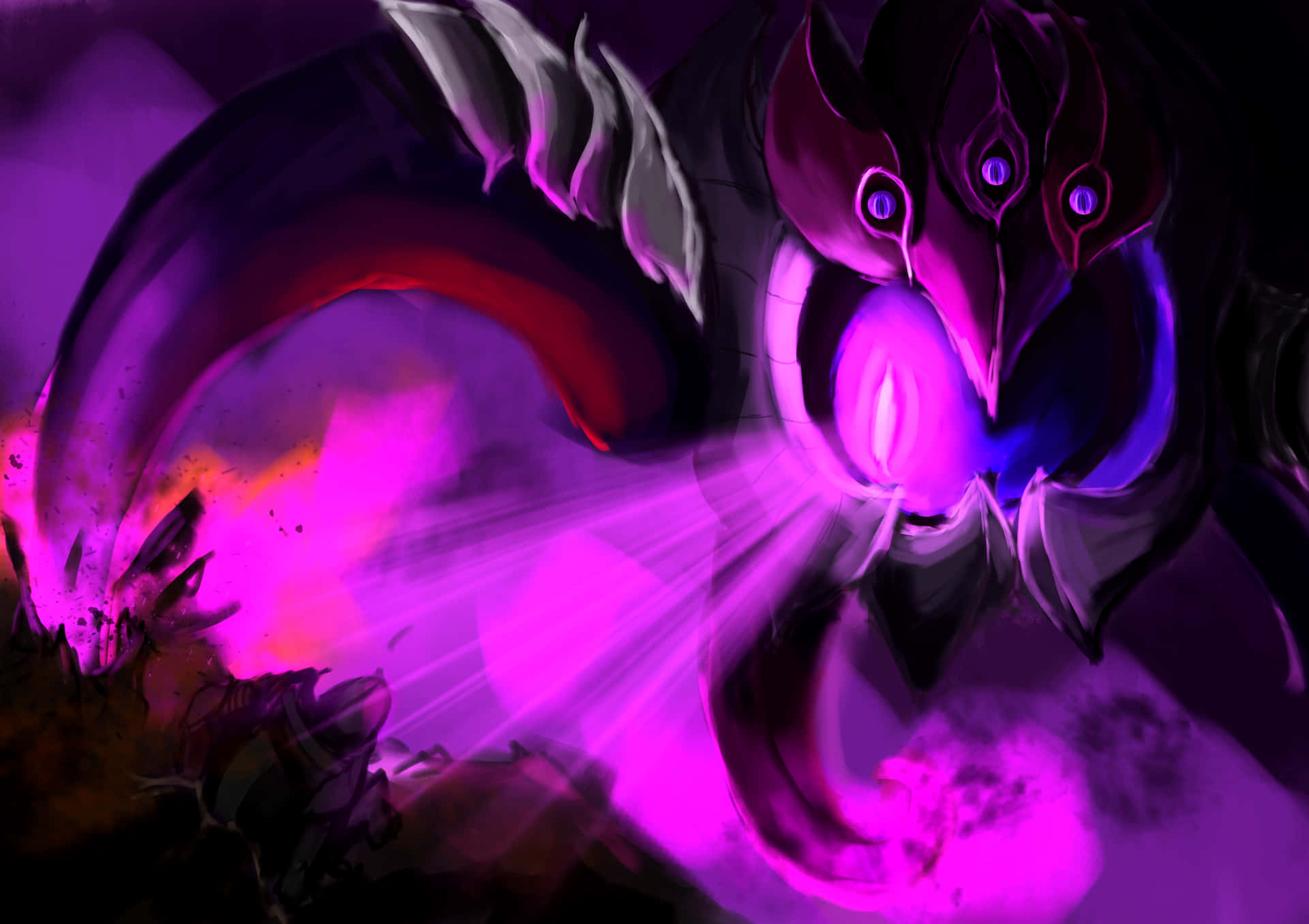 A Purple Monster With A Purple Light Background